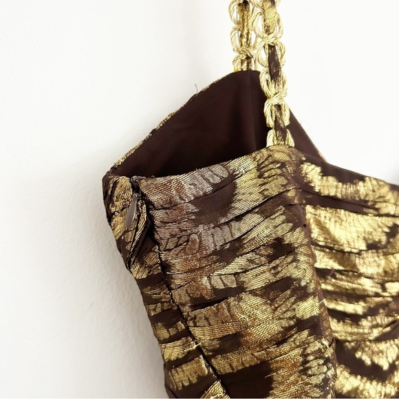 Vintage Y2K  NWT Silk Blend WD.NY Gold Metallic Brown Cami Blouse Size 8 - Picture 8 of 9